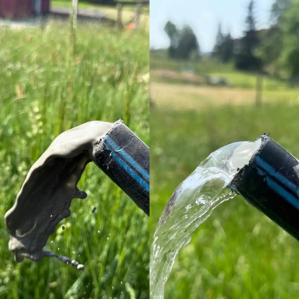 Porovnání před a po vyčištění vrtu